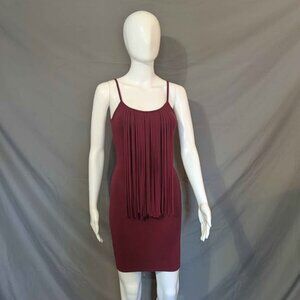 Rue21 Burgundy Bodycon Fringe Dress Womens Size XS
